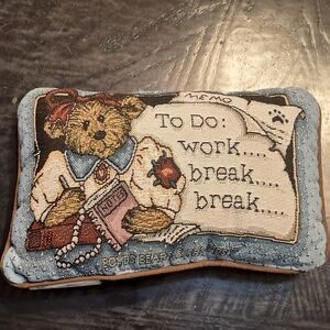 Boyds Bears Ms. Friday TGIF Memo Work Break Break Tapestry Word Pillow